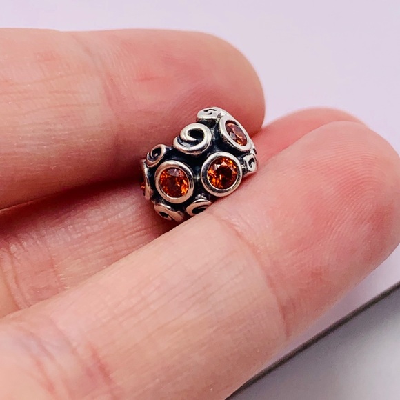 EUC Pandora 790330OCZ Sterling Silver Primrose Path Charm w/ Orange Zirconia - Picture 3 of 9